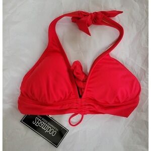 NWT 2 Bamboo Red Reef Solid Halter XS Triangle Bikini Swim Top #93629